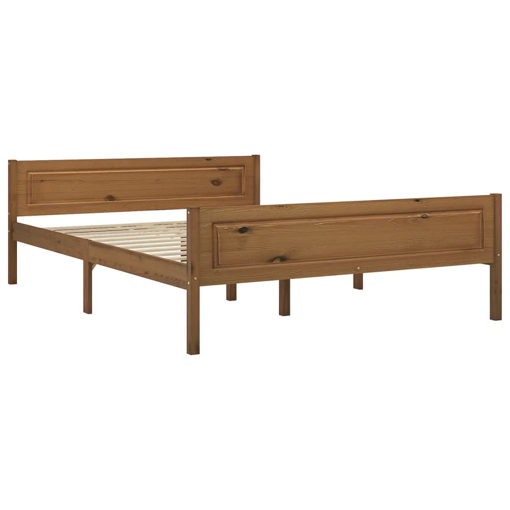 vidaXL Bed Frame without Mattress Solid Pinewood Honey Brown 120x200 cm