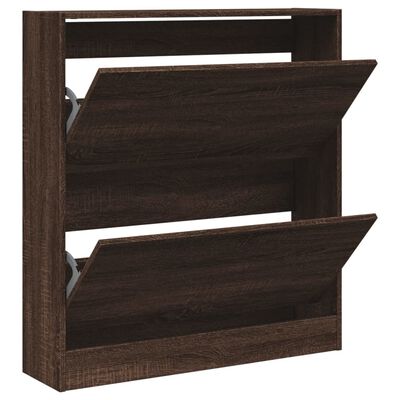 vidaXL Shoe Cabinet Brown Oak 80x21x87.5 cm Engineered Wood