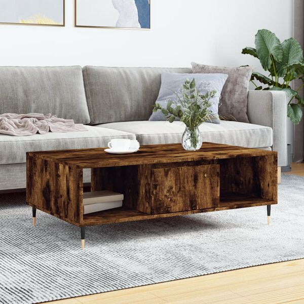 vidaXL Coffee Table Smoked Oak 104x60x35 cm Engineered Wood