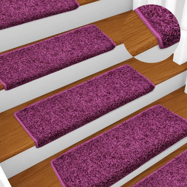 vidaXL Stair Mats 15 pcs 65x21x4 cm Violet Rectangular Edge