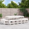 vidaXL 17 Piece Garden Dining Set White Solid Wood Pine