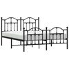 vidaXL Metal Bed Frame without Mattress with Footboard Black 140x200cm