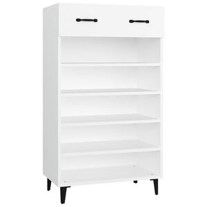 vidaXL Shoe Cabinet | White | Engineered wood, Iron | 60 x 35 x 105 cm