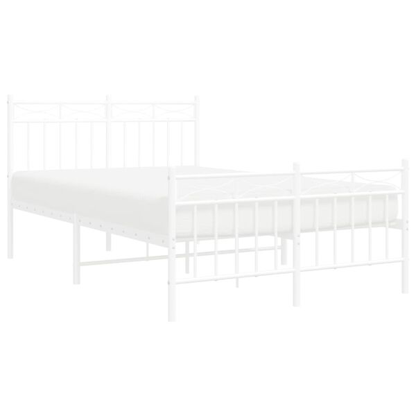 vidaXL Metal Bed Frame without Mattress with Footboard White 120x200cm
