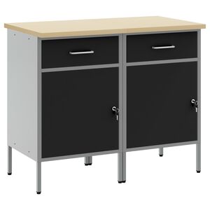 vidaXL Work Cabinet with Drawer 2 pcs Black and Grey 100 x 55 x 85 cm