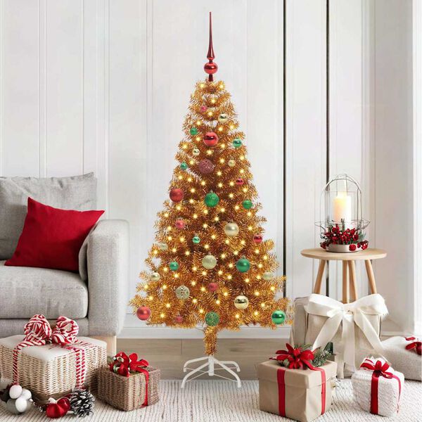 vidaXL Christmas Tree with 150 LEDs with Stand Gold 150 cm PET
