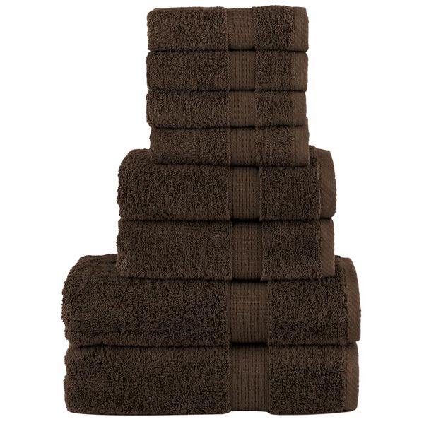 vidaXL 8 Piece Premium Towel Set SOLUND Brown 600 gsm