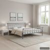 vidaXL Bed Frame without Mattress Grey Metal 180x200 cm Super King