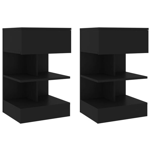 vidaXL Bedside Cabinets 2 pcs Black 40x35x65 cm