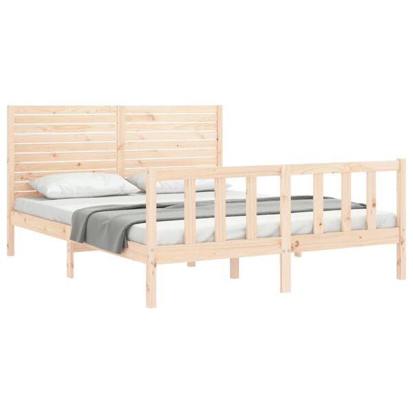 vidaXL Bed Frame without Mattress King Size Solid Wood Pine