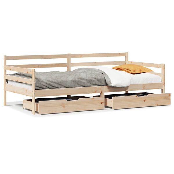 vidaXL Daybed with Drawers without Mattress 90x190 cm Single Solid Wood
