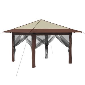 vidaXL Gazebo with 4 Sidewalls Cream and Brown