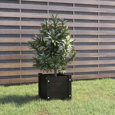 vidaXL Garden Planter Black 31x31x31 cm Solid Pinewood
