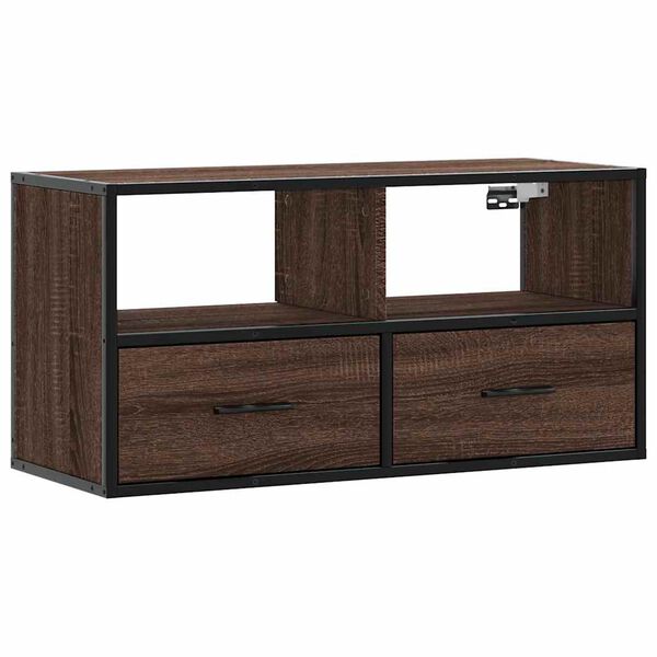 vidaXL TV Cabinet Brown Oak 80x31x39.5 cm Engineered Wood and Metal