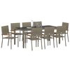 vidaXL Garden Dining Set 9 pcs Grey Poly Rattan