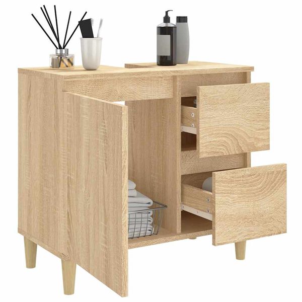 vidaXL Bathroom Cabinet Sonoma Oak 65x33x60 cm Engineered Wood