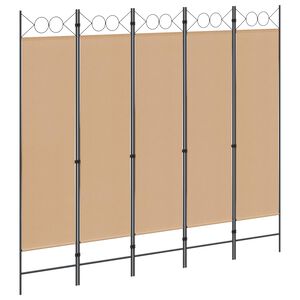 vidaXL 5-Panel Room Divider Beige 200 x 180 cm Fabric