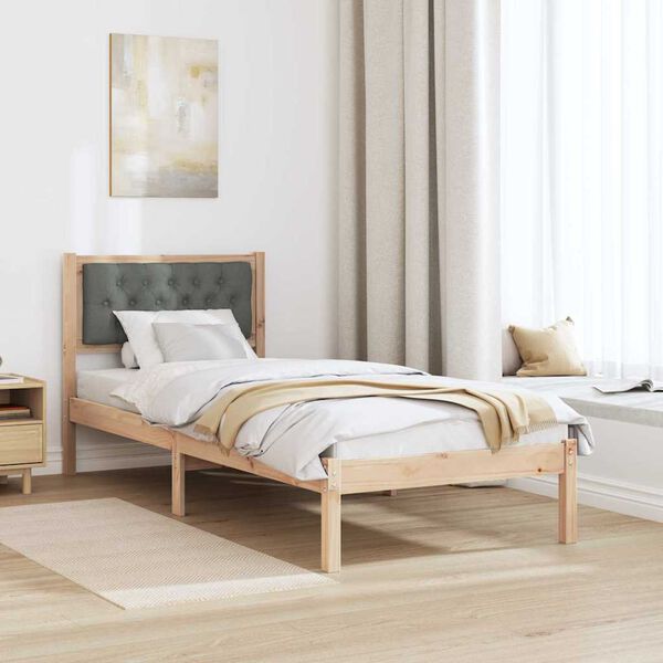 vidaXL Bed Frame with Headboard Dark Grey 75 x 190 cm Solid Pine Wood