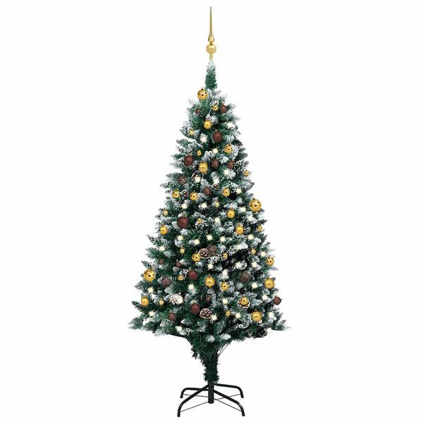 vidaXL Artificial Pre-lit Christmas Tree with Ball Set&Pinecones 180 cm