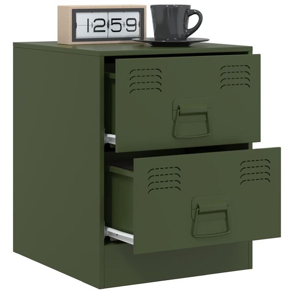 vidaXL Bedside Cabinets 2 pcs Green 34.5x39x44 cm Steel
