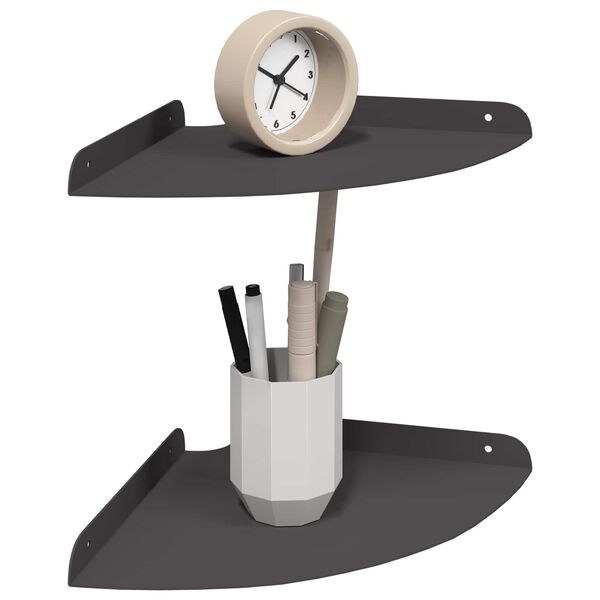 vidaXL Corner Floating Shelf with Shelf 2 pcs Black 24 x 24 x 2 cm