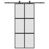 vidaXL Sliding Door with Hardware Set Black 90x205 cm Tempered Glass