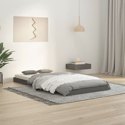 vidaXL Bed Frame Grey 90x190 cm Single Solid Wood Pine