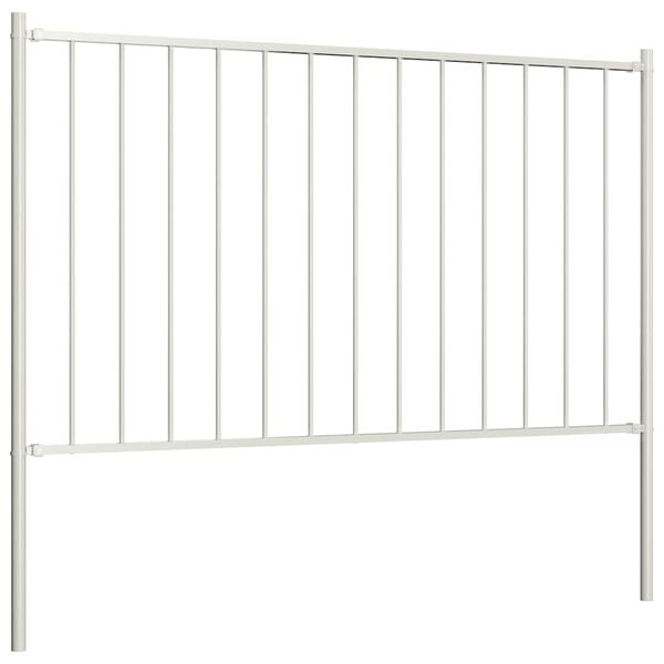 vidaXL Fence Panel Woerden with Posts Steel 1.7x0.75 m White