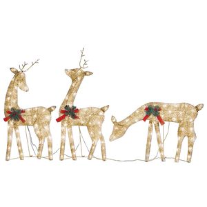 vidaXL Christmas Reindeer Family | Set of 3 | Gold | Fabric, steel | Large