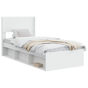 vidaXL Bed Frame with Storage and Headboard White 75 x 190 cm