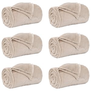 vidaXL Throw Blankets 6 pcs Beige 130 x 150 cm 2.98 kg Fleece