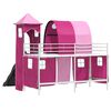 vidaXL Kids'Loft Bed Frame White and Pink 99.5 x 190 cm Metal