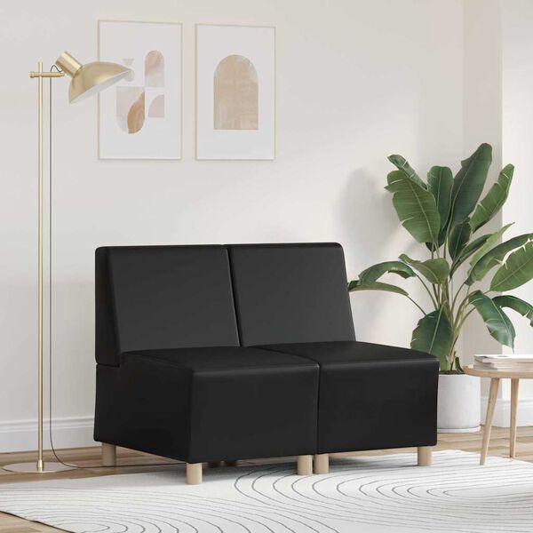 vidaXL Modular Sofa Unit Armless 2 pcs Black 55 x 74 x 82 cm