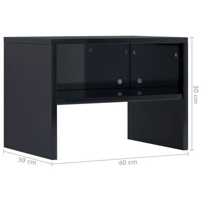 vidaXL Bedside Cabinets 2 pcs High Gloss Black 40x30x30 cm Engineered Wood
