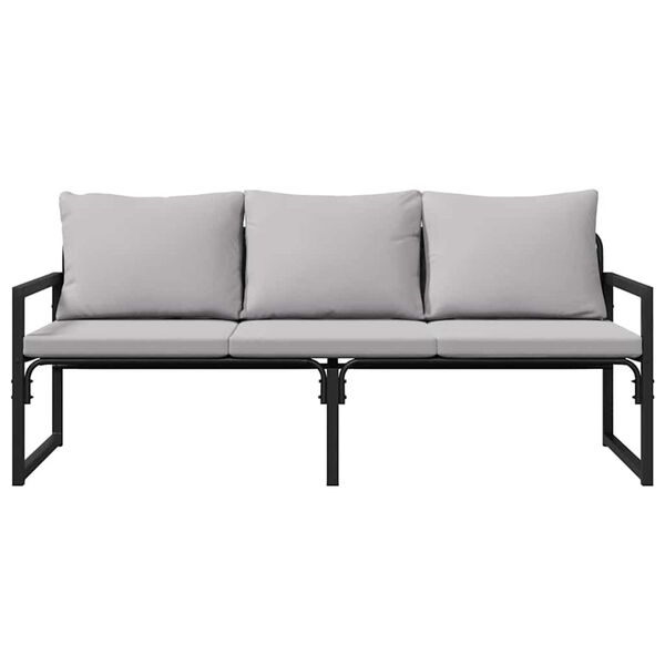 vidaXL Garden Furniture with Cushion Black 180 x 72.5 x 71 cm Steel