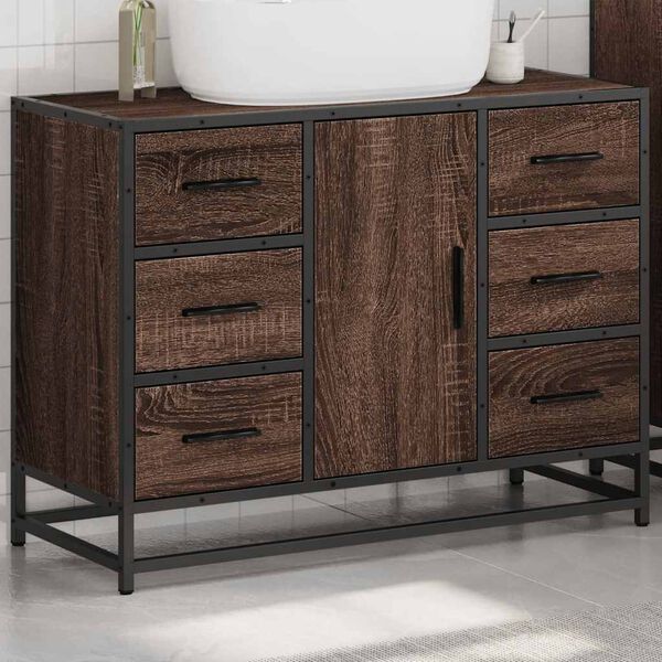 vidaXL Bathroom Sink Cabinet Brown Oak 80x33x60 cm Engineered Wood