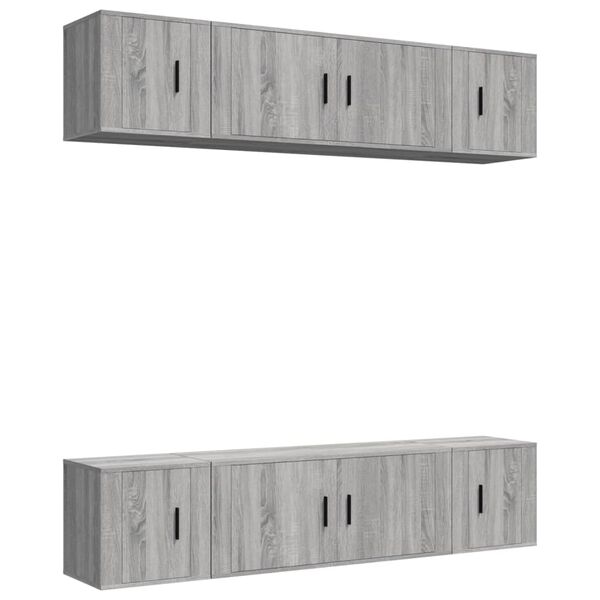 vidaXL 6 Piece TV Cabinet Set Grey Sonoma Engineered Wood