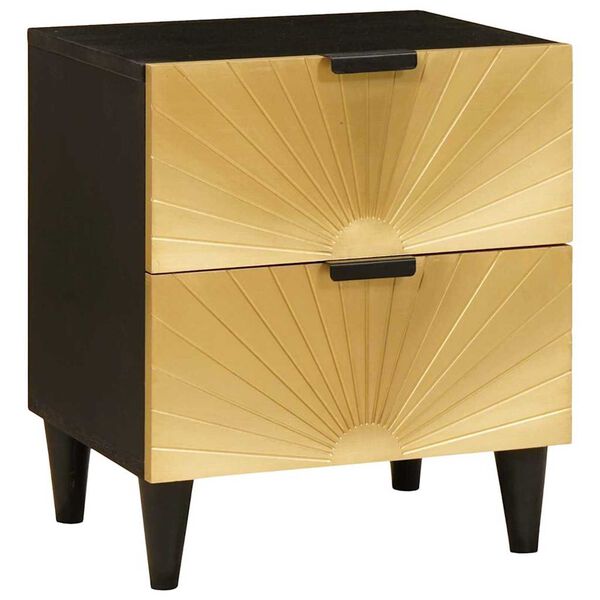 vidaXL Bedside Cabinet 2 pcs Black and Gold 40 x 33.5 x 46 cm