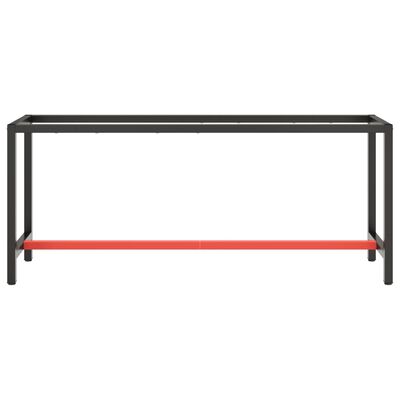 vidaXL Work Bench Frame Matte Black and Matte Red 190x50x79 cm Metal