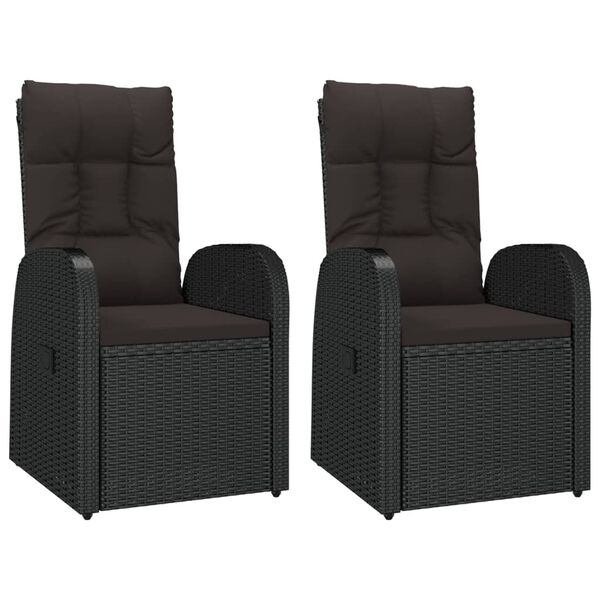 vidaXL 3 Piece Garden Lounge Set Black Poly Rattan&Solid Wood Acacia