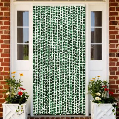 vidaXL Fly Curtain Green and White 100x200 cm Chenille