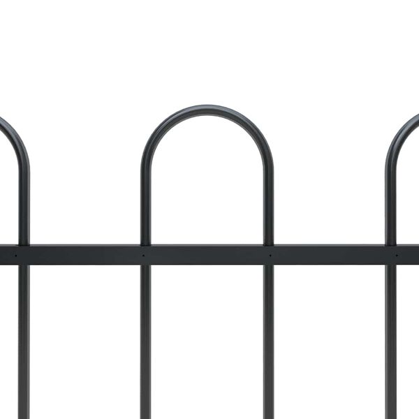 vidaXL Garden Fence with Hoop Top Steel 181x150 cm Black