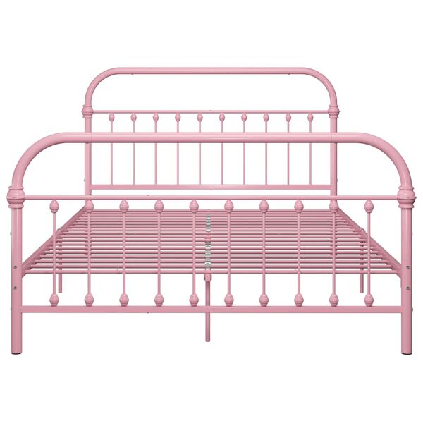 vidaXL Bed Frame without Mattress Pink Metal 140x200 cm