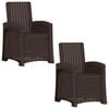vidaXL Reclining Garden Chair Rattan Look 2 pcs Brown PP
