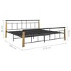 vidaXL Bed Frame without Mattress Metal and Solid Oak Wood 200x200 cm