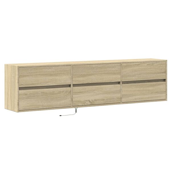 vidaXL TV Wall Cabinet with LED Sonoma Oak 180x31x45 cm