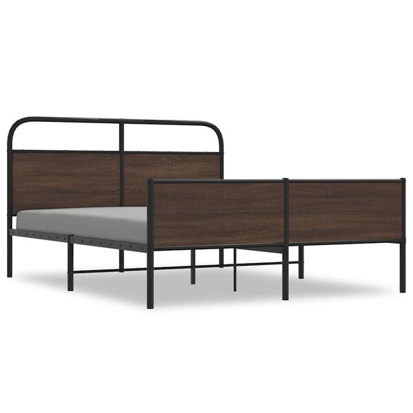 vidaXL Metal Bed Frame without Mattress Brown Oak 150x200 cm King Size