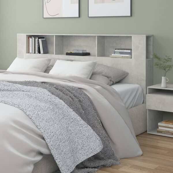 vidaXL Headboard Cabinet Concrete Grey 200x18.5x104.5 cm