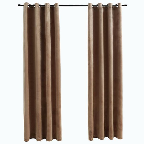 vidaXL Blackout Curtains with Rings 2 pcs Velvet Beige 140x245 cm