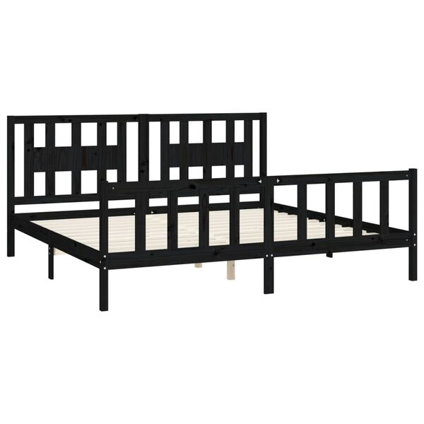 vidaXL Bed Frame without Mattress Black Solid Wood Pine 200x200 cm